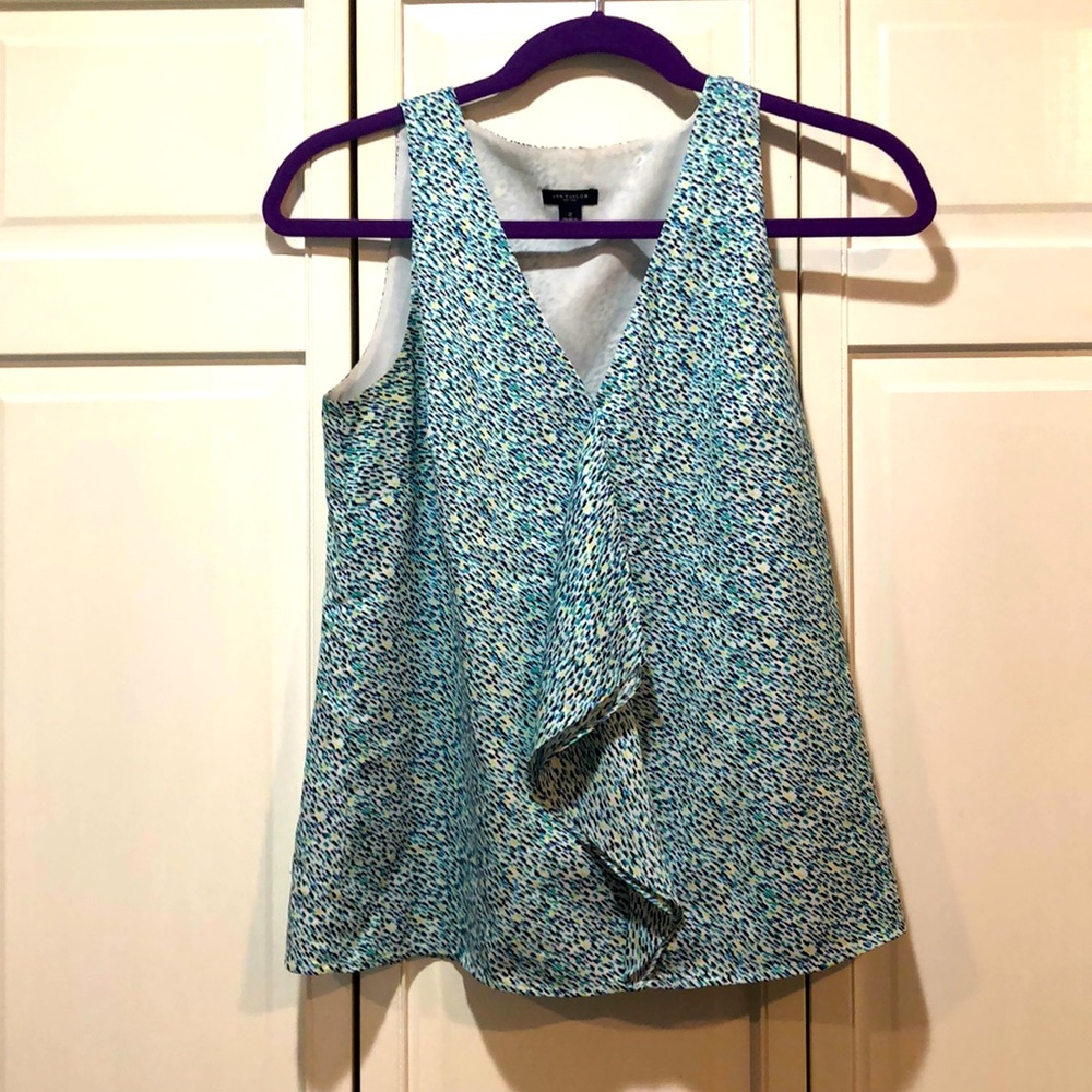 Blue/Green/Teal speckled sleeves blouse - Ann Taylor - size 2